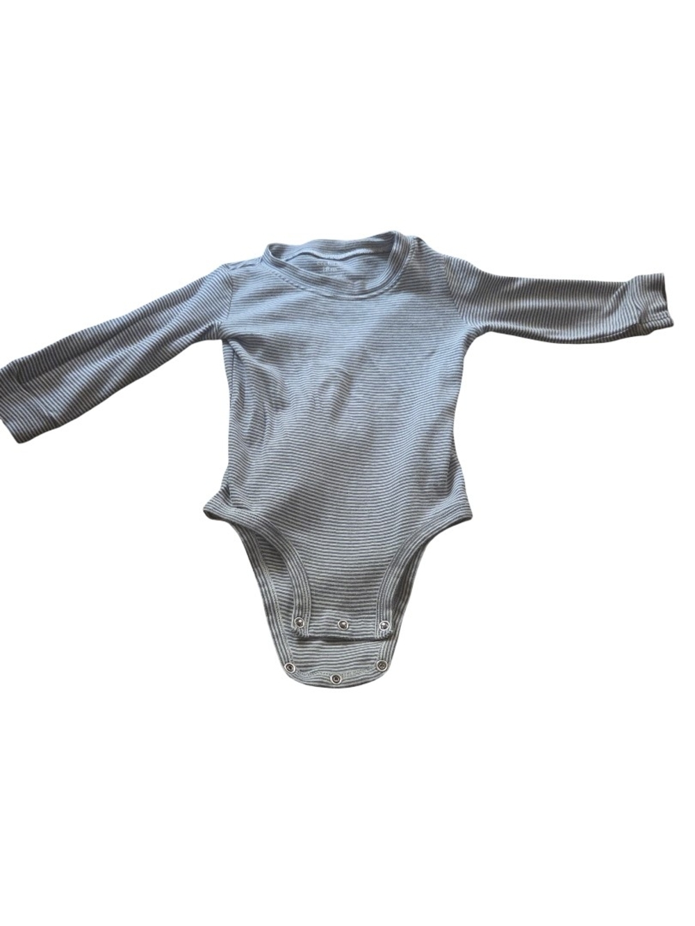 Carter's Long-Sleeve Striped Baby One-Piece Bodysuit - Light Gray & White